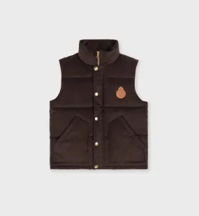 Crown Puffer Corduroy Vest - Chocolate